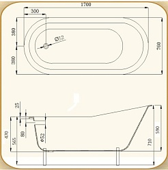 Magliezza Чугунная ванна Gracia Nero 170x76 (ножки бронза) – фотография-5